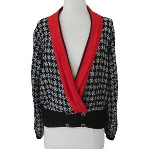 vtg 80s MARIA RODRIGUEZ Houndstooth cardigan sweater P XS oversized fit